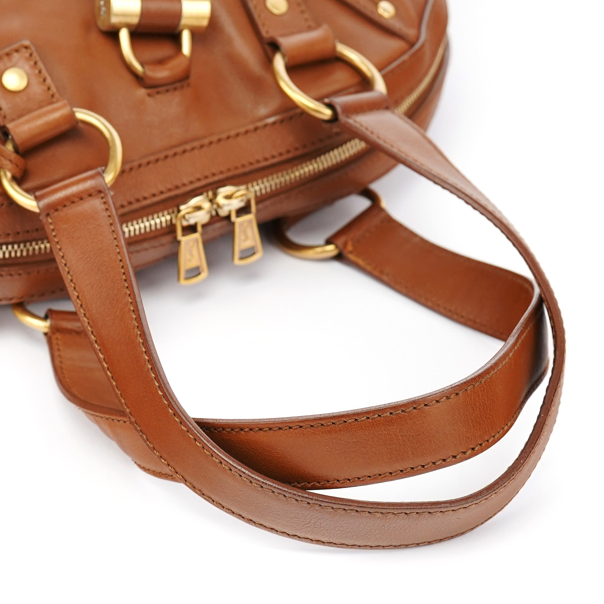 Yves Saint Laurent Brown Leather Y Muse Tote Bag