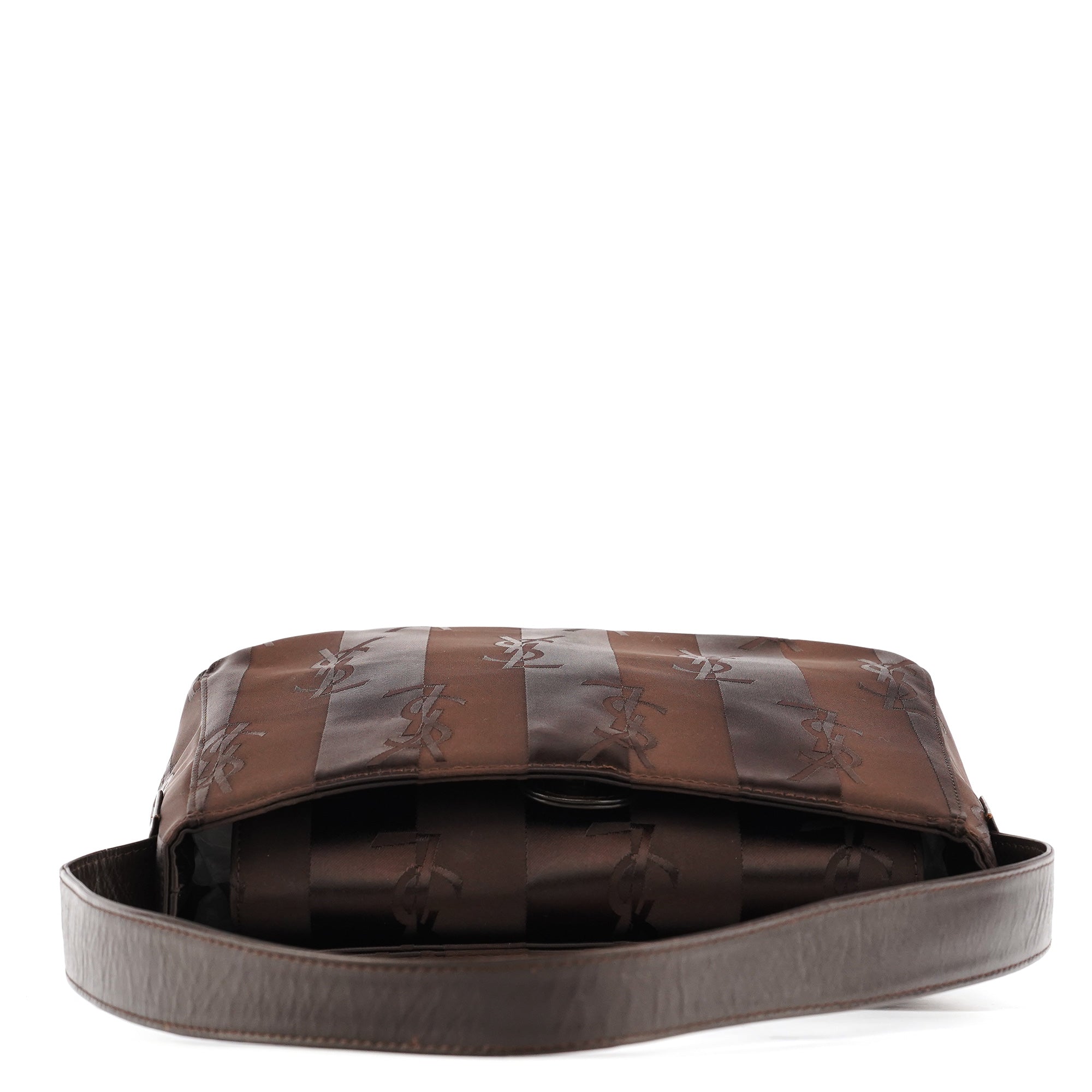 Yves Saint Laurent Brown YSL Satin Shoulder Bag