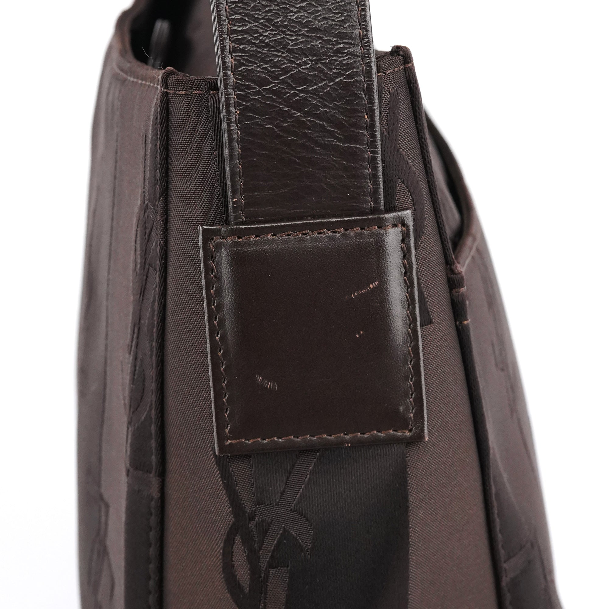 Yves Saint Laurent Brown YSL Satin Shoulder Bag