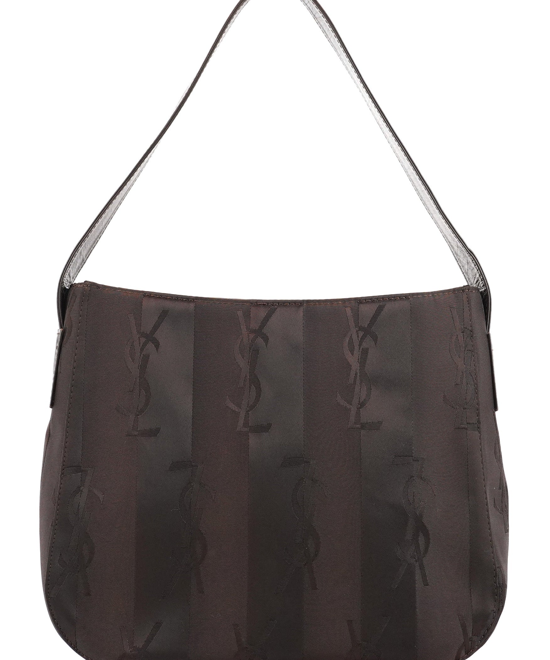 Yves Saint Laurent YSL Schultertasche aus braunem Satin