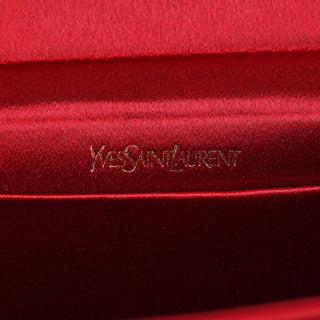 Yves Saint Laurent Burgundy Satin Bow Crossbody Bag