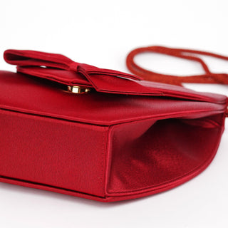 Yves Saint Laurent Burgundy Satin Bow Crossbody Bag