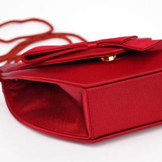 Yves Saint Laurent Burgundy Satin Bow Crossbody Bag