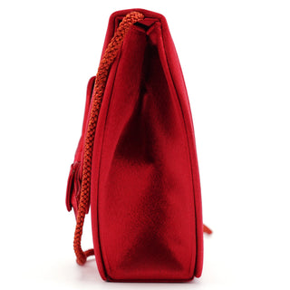 Yves Saint Laurent Burgundy Satin Bow Crossbody Bag