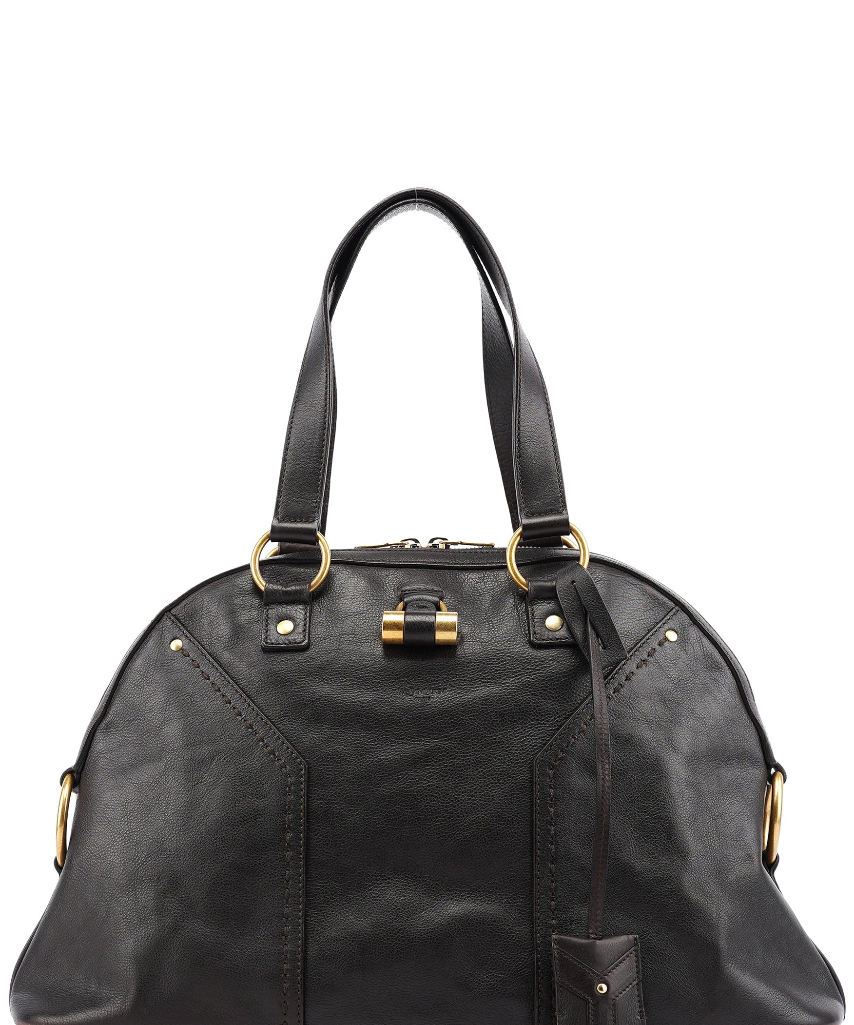 Yves Saint Laurent Muse Tote Bag aus dunkelbraunem Kalbsleder