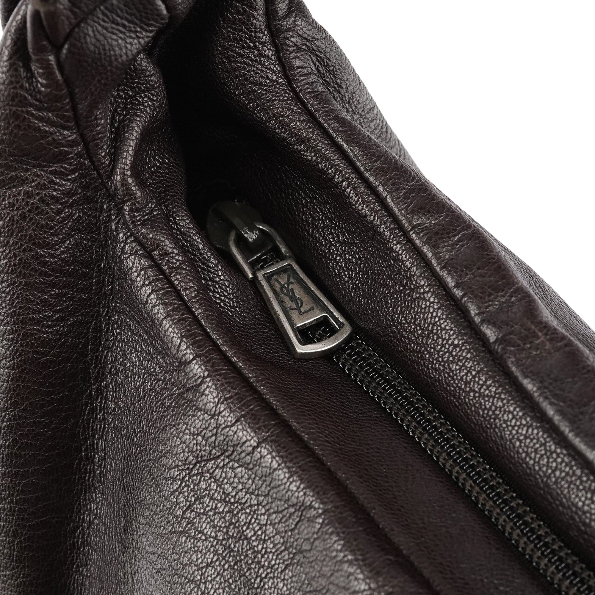 Yves Saint Laurent Dark Brown Leather Mombasa Hobo Shoulder Bag