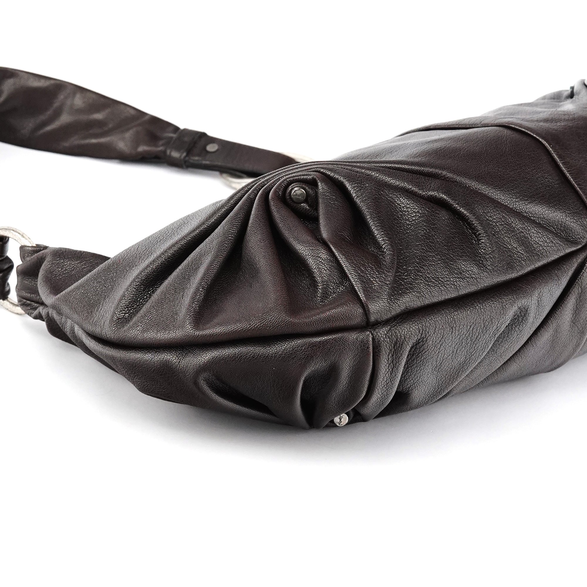 Yves Saint Laurent Dark Brown Leather Mombasa Hobo Shoulder Bag