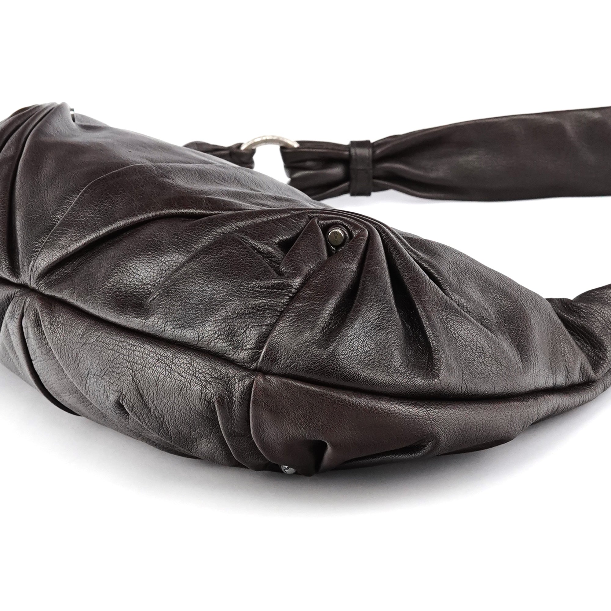 Yves Saint Laurent Dark Brown Leather Mombasa Hobo Shoulder Bag
