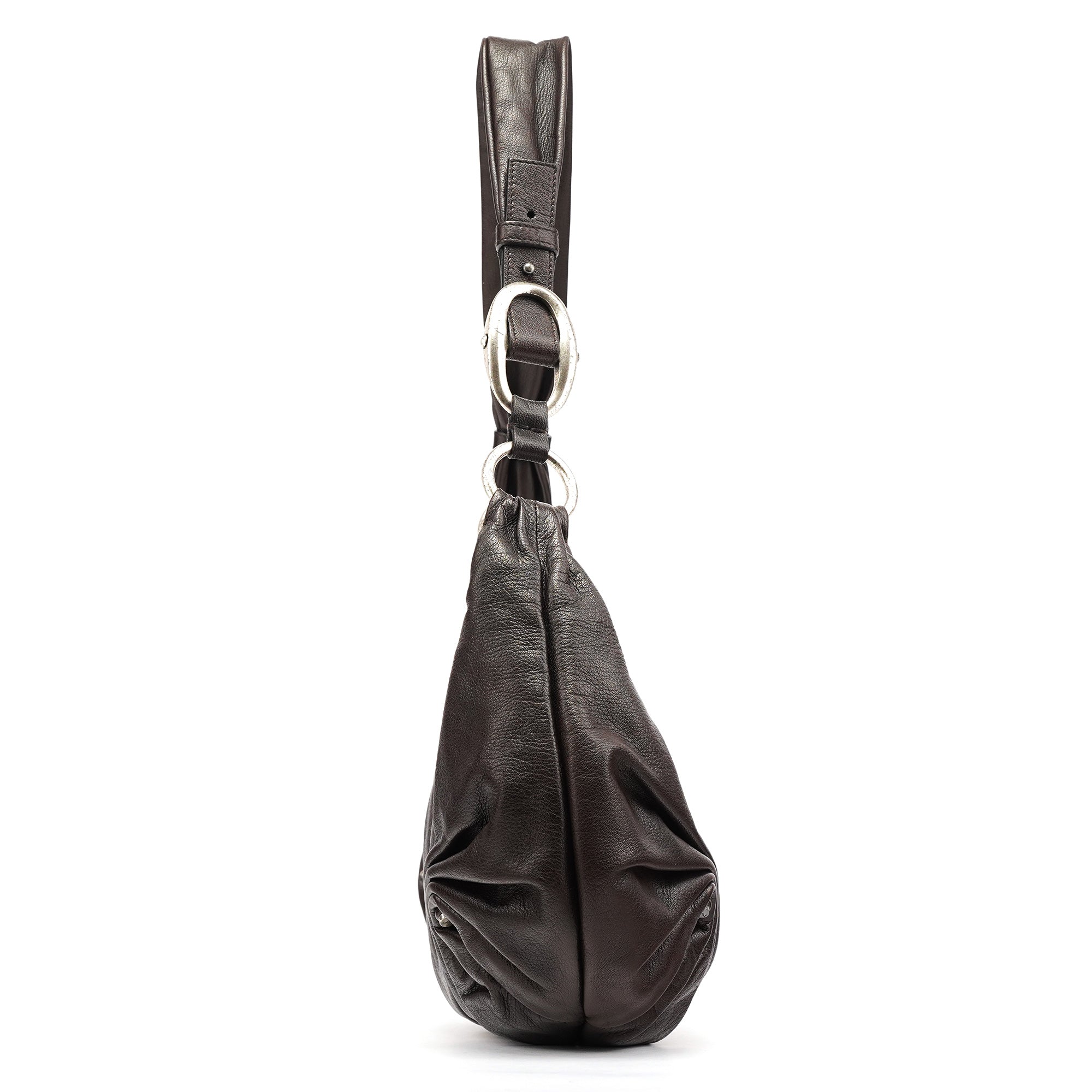 Yves Saint Laurent Dark Brown Leather Mombasa Hobo Shoulder Bag