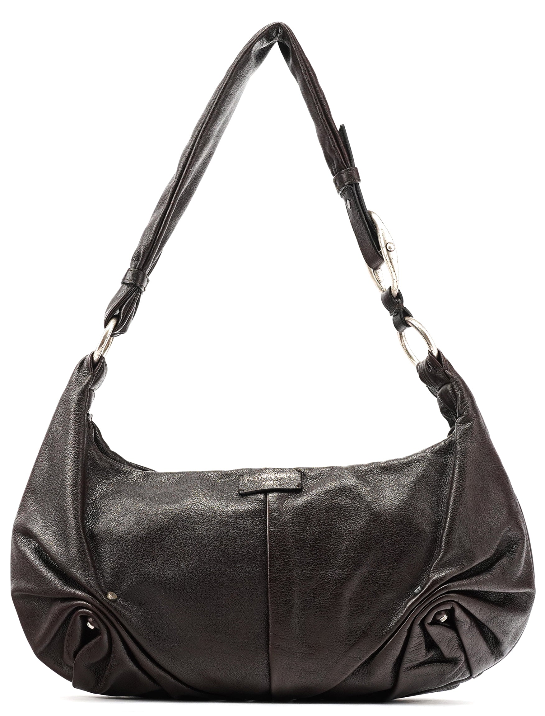 Yves Saint Laurent Dark Brown Leather Mombasa Hobo Shoulder Bag