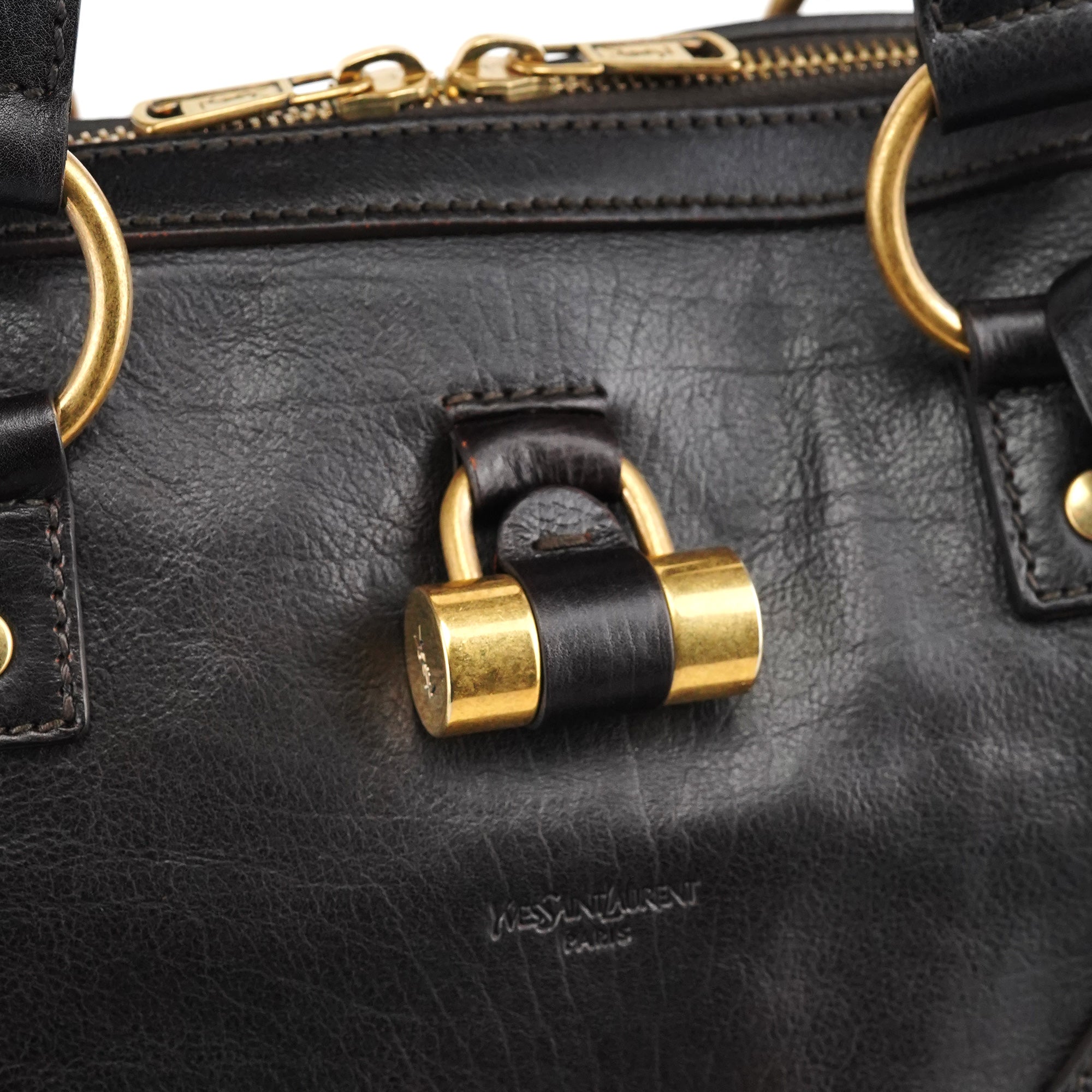 Yves Saint Laurent Sac cabas Muse en cuir marron foncé