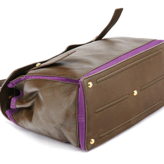 Yves Saint Laurent Dark Green Purple Leather Muse Two Bag