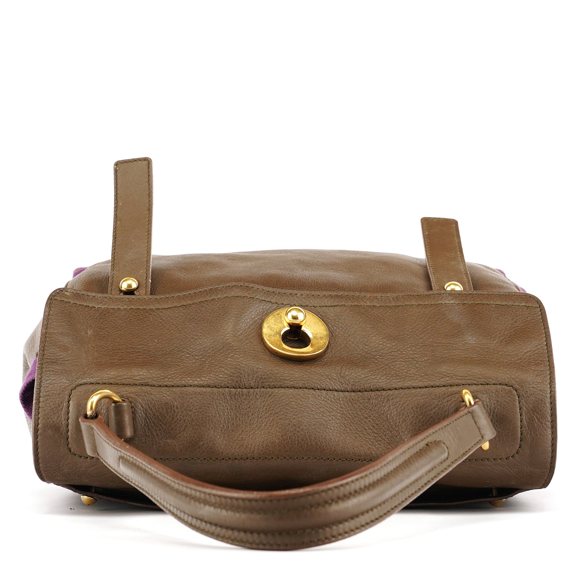 Yves Saint Laurent Sac Muse Two en cuir vert foncé et violet