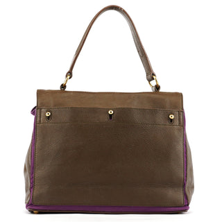 Yves Saint Laurent Dark Green Purple Leather Muse Two Bag