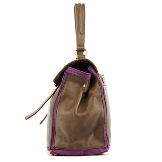 Yves Saint Laurent Dark Green Purple Leather Muse Two Bag