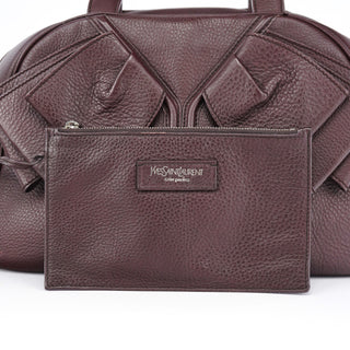 Yves Saint Laurent Dark Purple Leather Bow Tote Bag