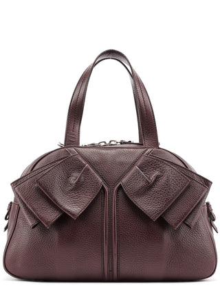 Yves Saint Laurent Dark Purple Leather Bow Tote Bag