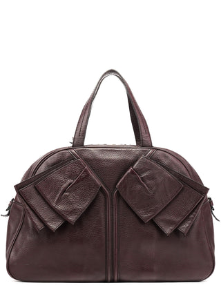 Yves Saint Laurent Dark Purple Leather Bow Tote Bag