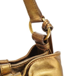 Yves Saint Laurent Gold Calfskin Bow Mini Shoulder Bag