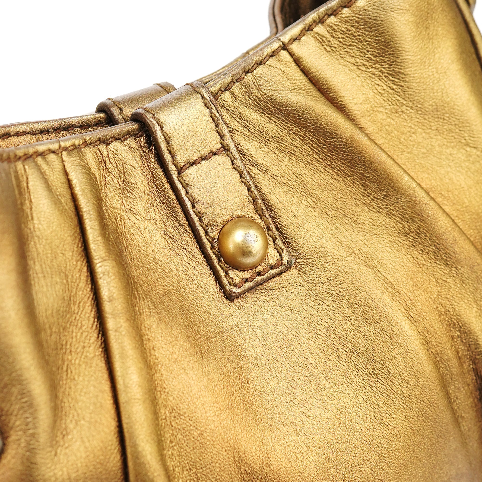 Yves Saint Laurent Gold Calfskin Bow Mini Shoulder Bag