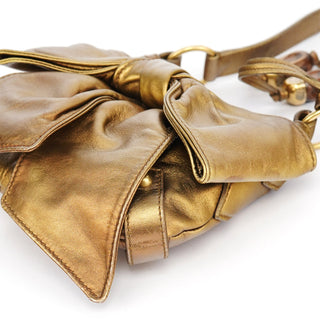 Yves Saint Laurent Gold Calfskin Bow Mini Shoulder Bag