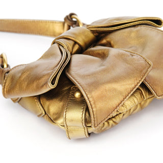 Yves Saint Laurent Gold Calfskin Bow Mini Shoulder Bag