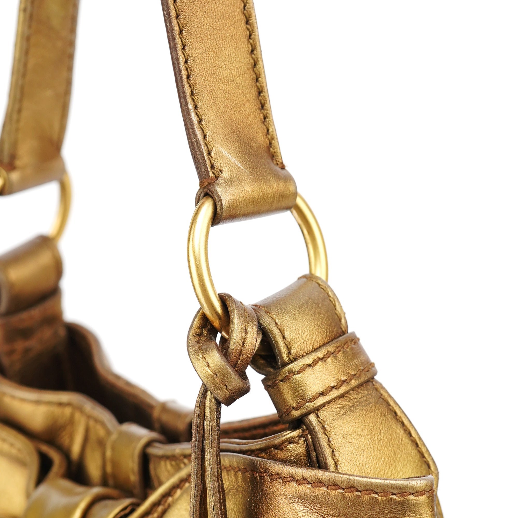 Yves Saint Laurent Gold Calfskin Bow Mini Shoulder Bag