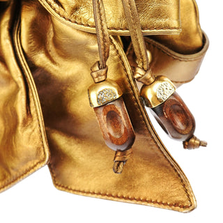 Yves Saint Laurent Gold Calfskin Bow Mini Shoulder Bag