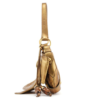 Yves Saint Laurent Gold Calfskin Bow Mini Shoulder Bag