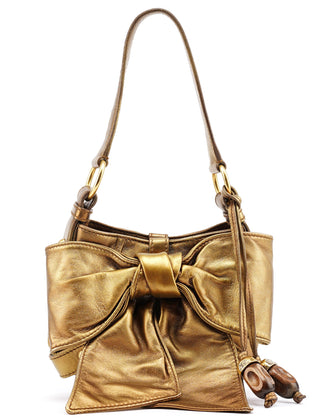 Yves Saint Laurent Gold Calfskin Bow Mini Shoulder Bag