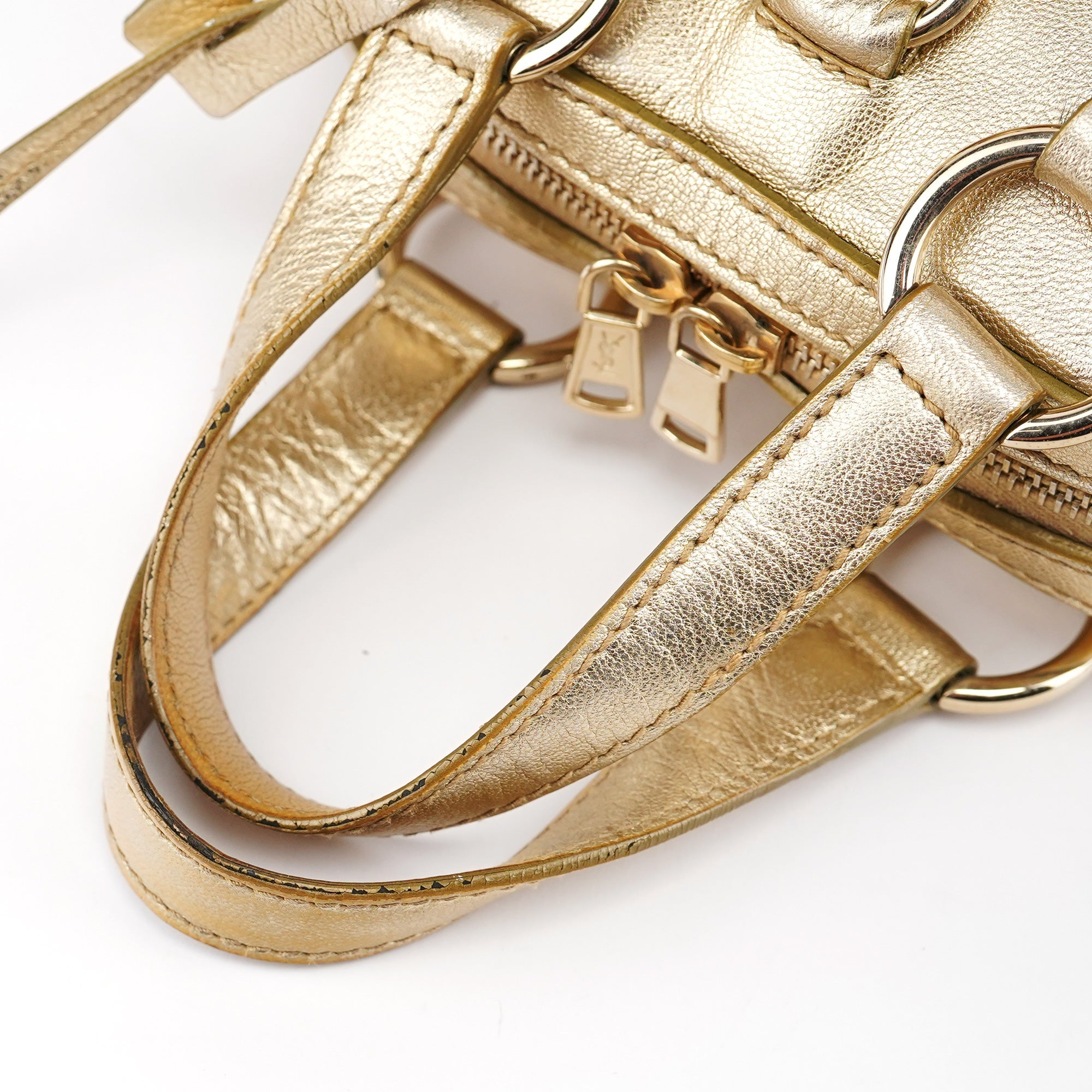 Yves Saint Laurent Gold Leather Muse Tote Bag
