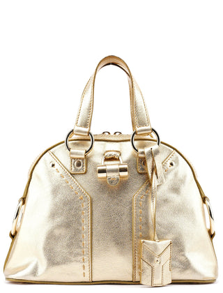 Yves Saint Laurent Gold Leather Muse Tote Bag