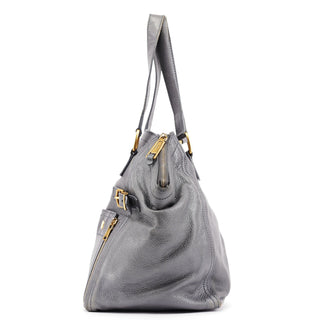 Yves Saint Laurent Grey Leather Downtown Tote Bag