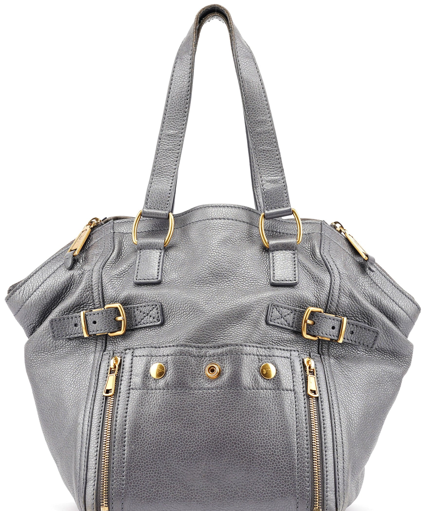 Yves Saint Laurent Borsa tote Downtown in pelle grigia