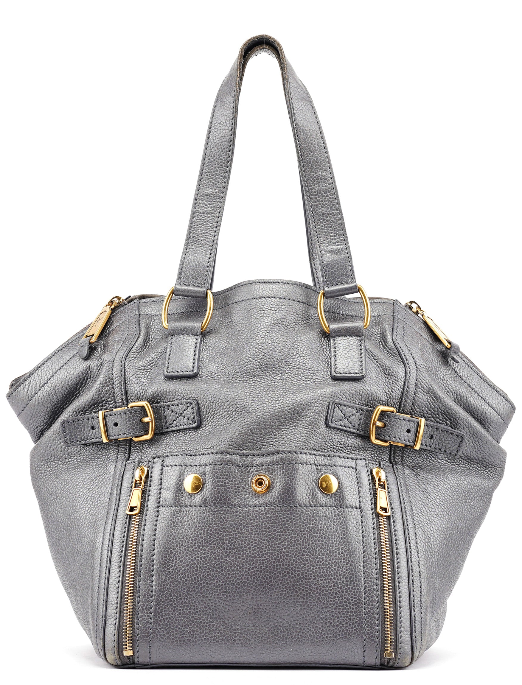 Yves Saint Laurent Grey Leather Downtown Tote Bag