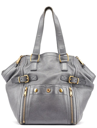 Yves Saint Laurent Grey Leather Downtown Tote Bag