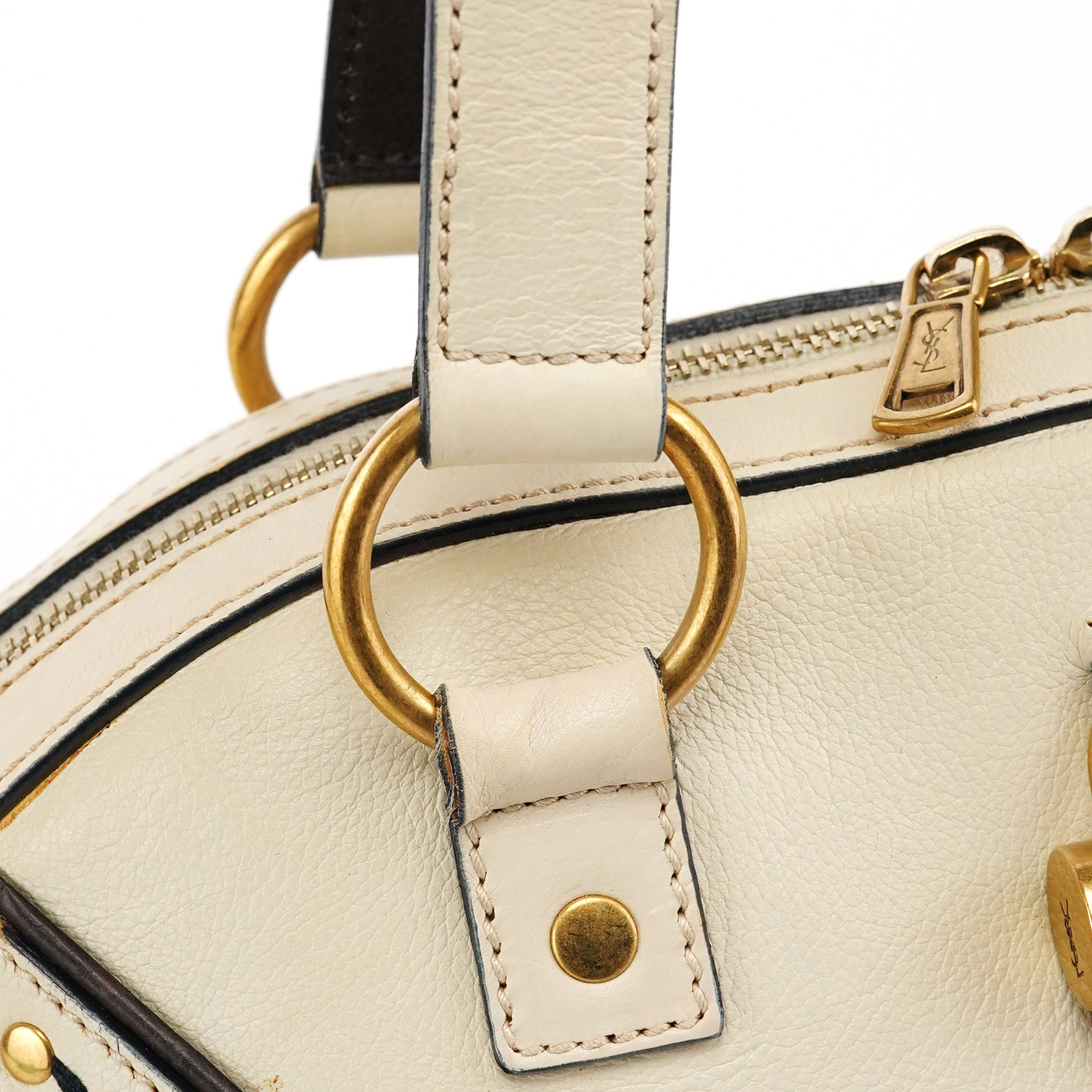 Yves Saint Laurent Ivory Leather Muse Tote Bag