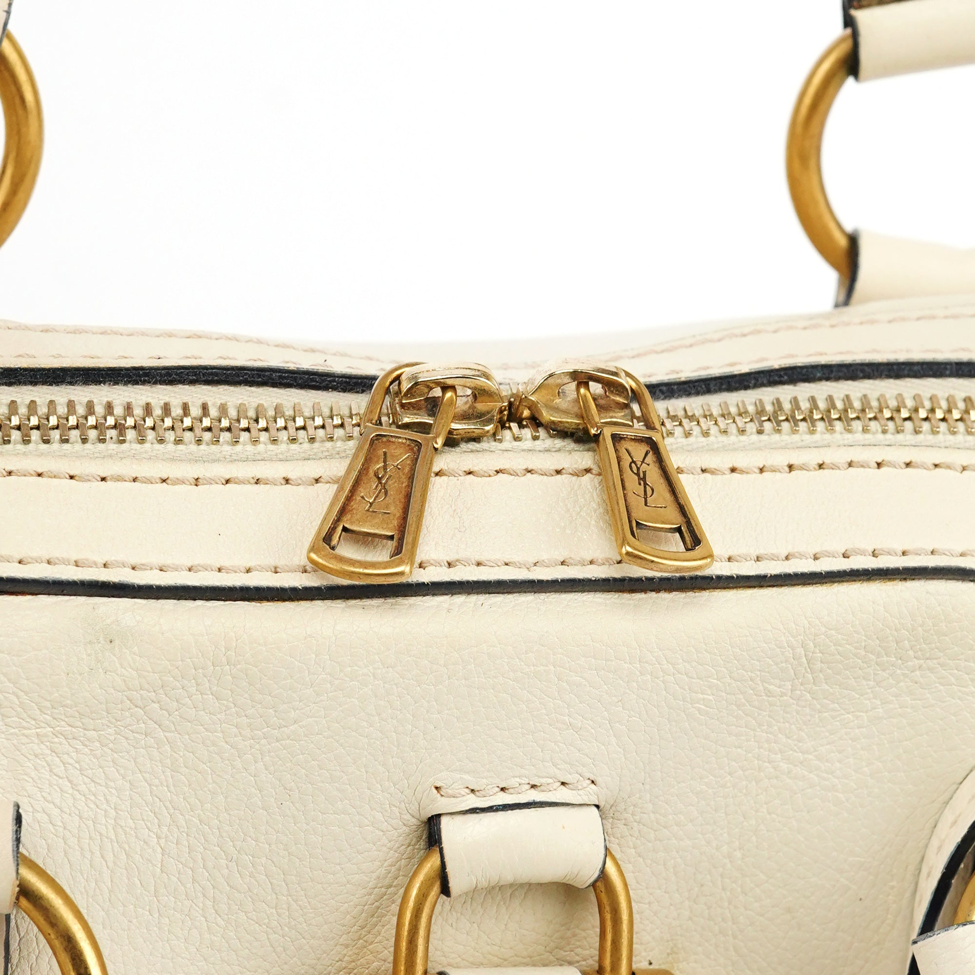 Yves Saint Laurent Ivory Leather Muse Tote Bag