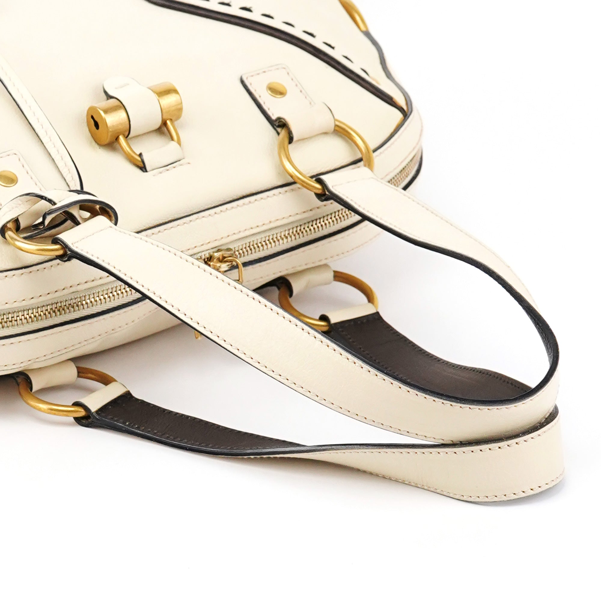 Yves Saint Laurent Ivory Leather Muse Tote Bag