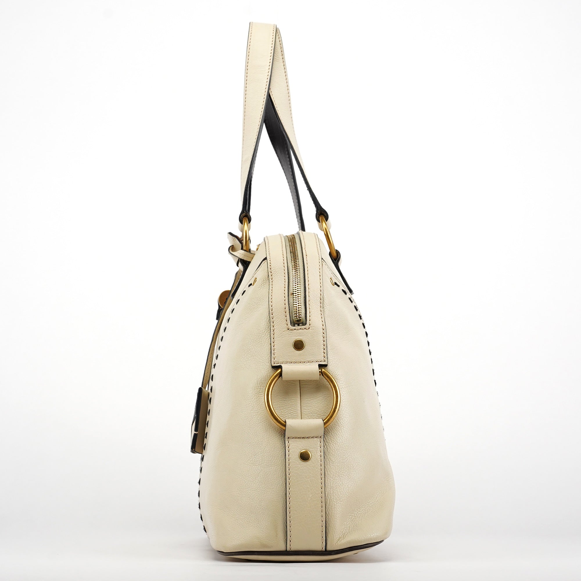 Yves Saint Laurent Ivory Leather Muse Tote Bag