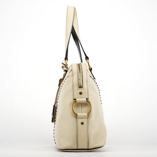 Yves Saint Laurent Ivory Leather Muse Tote Bag