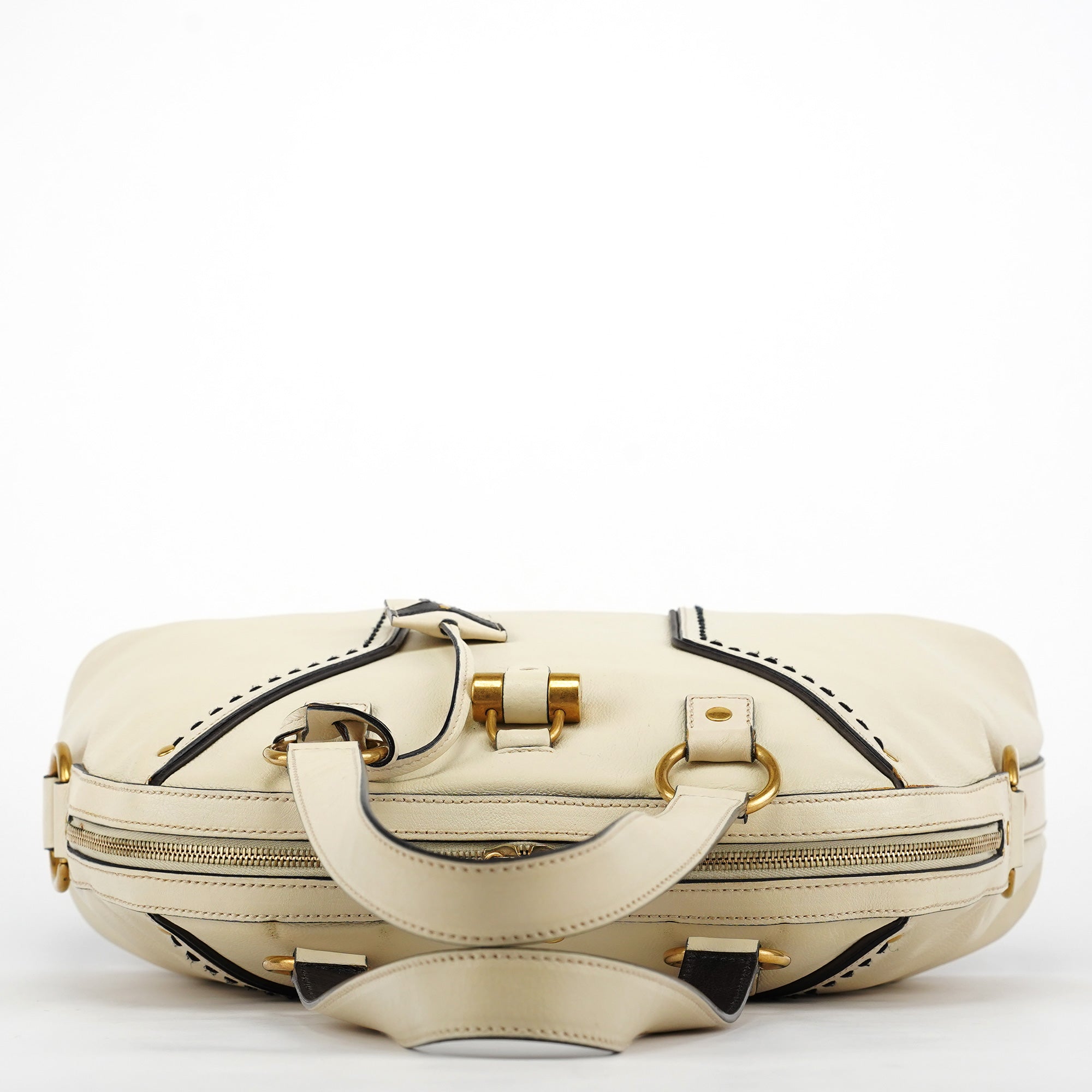 Yves Saint Laurent Ivory Leather Muse Tote Bag