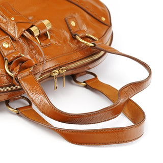 Yves Saint Laurent Light Brown Patent Leather Muse Tote Bag