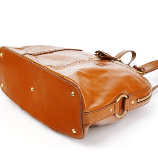 Yves Saint Laurent Light Brown Patent Leather Muse Tote Bag
