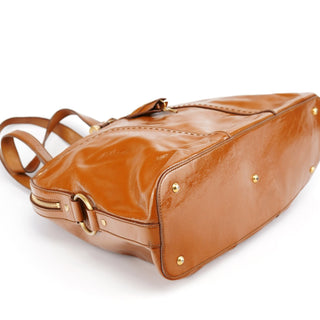 Yves Saint Laurent Light Brown Patent Leather Muse Tote Bag