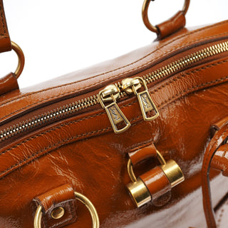 Yves Saint Laurent Light Brown Patent Leather Muse Tote Bag