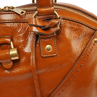 Yves Saint Laurent Light Brown Patent Leather Muse Tote Bag