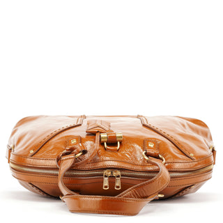 Yves Saint Laurent Light Brown Patent Leather Muse Tote Bag