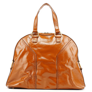 Yves Saint Laurent Light Brown Patent Leather Muse Tote Bag