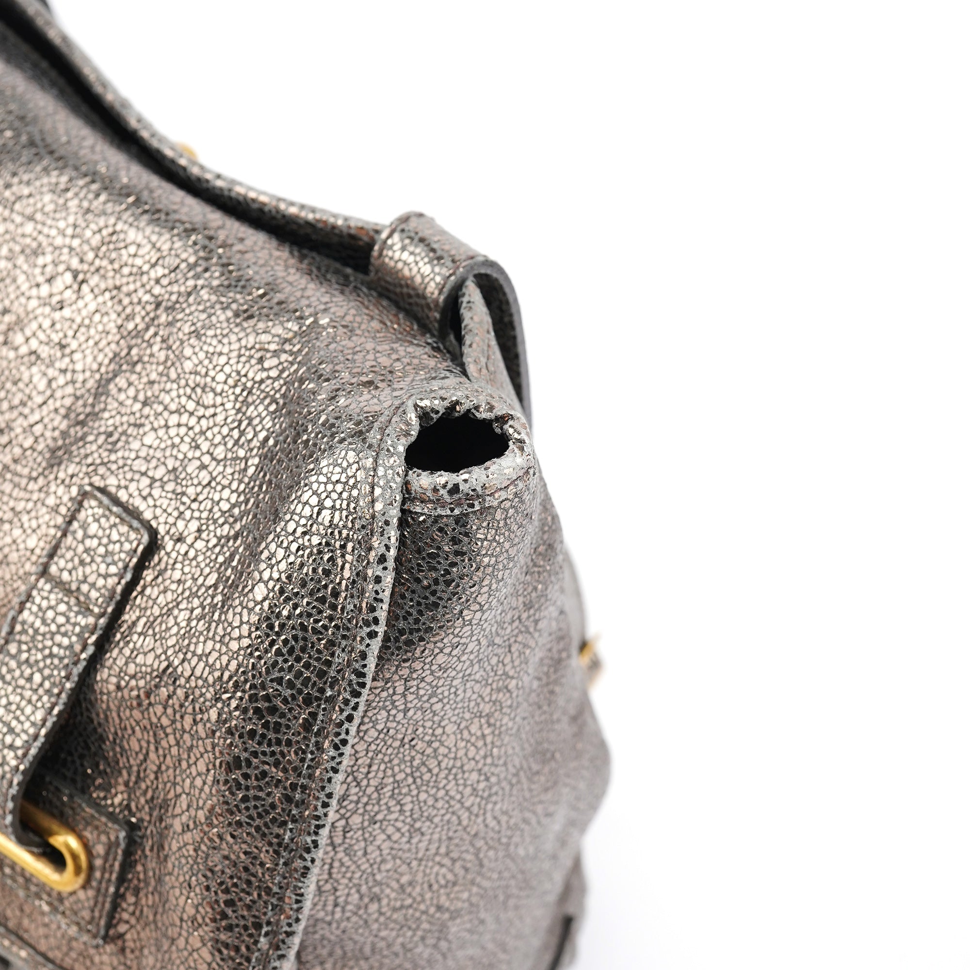 Yves Saint Laurent Metallic Crackled Leather Muse Crossbody Bag